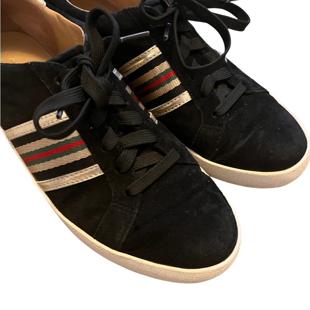 LINEA Paolo KYSON size 7 Black Gold Red Green Stripes sneakers